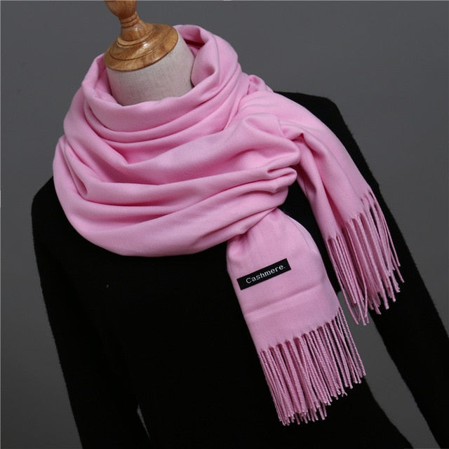 Solid Color Winter Cashmere Scarves-unisex-wanahavit-pink-wanahavit