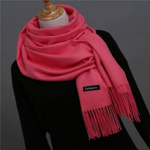 Load image into Gallery viewer, Solid Color Winter Cashmere Scarves-unisex-wanahavit-Watermelon Red-wanahavit
