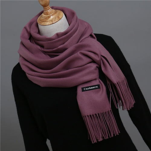 Load image into Gallery viewer, Solid Color Winter Cashmere Scarves-unisex-wanahavit-Purplish skin-wanahavit

