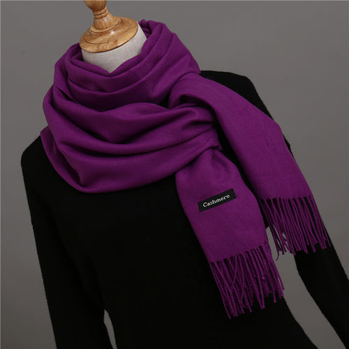Load image into Gallery viewer, Solid Color Winter Cashmere Scarves-unisex-wanahavit-purple-wanahavit
