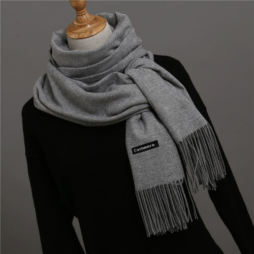 Load image into Gallery viewer, Solid Color Winter Cashmere Scarves-unisex-wanahavit-gray-wanahavit
