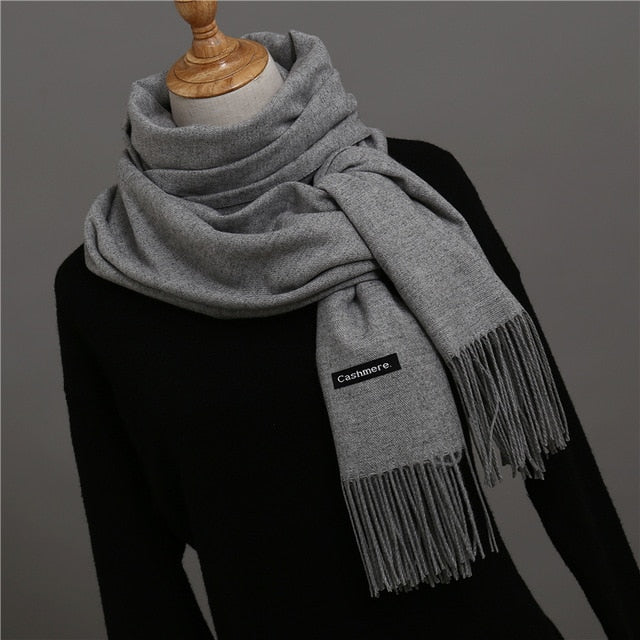 Solid Color Winter Cashmere Scarves-unisex-wanahavit-gray-wanahavit