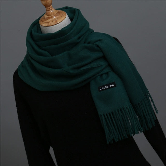 Solid Color Winter Cashmere Scarves-unisex-wanahavit-deep green-wanahavit