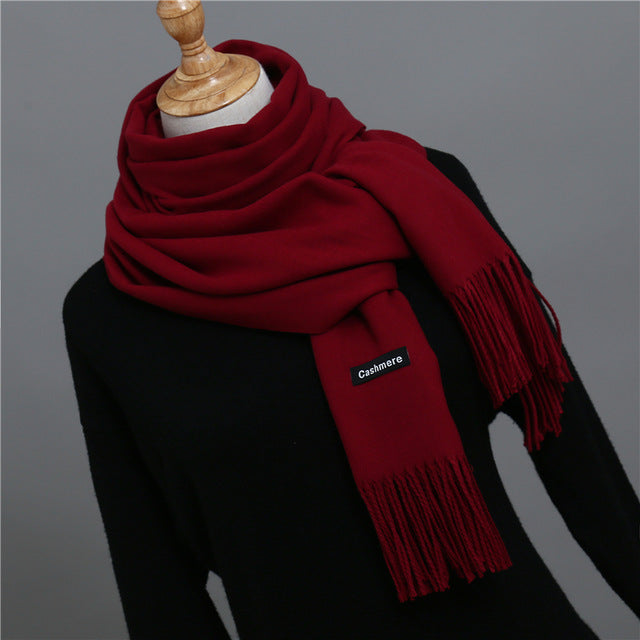 Solid Color Winter Cashmere Scarves-unisex-wanahavit-wine red-wanahavit