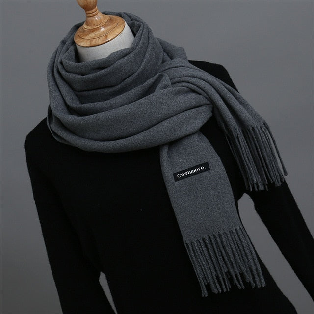 Solid Color Winter Cashmere Scarves-unisex-wanahavit-deep gray-wanahavit