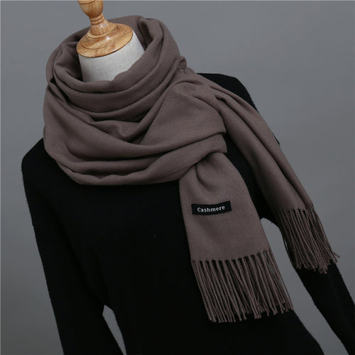 Load image into Gallery viewer, Solid Color Winter Cashmere Scarves-unisex-wanahavit-gray 2-wanahavit
