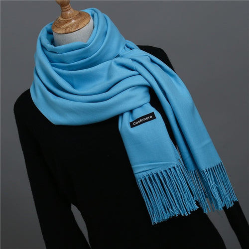 Load image into Gallery viewer, Solid Color Winter Cashmere Scarves-unisex-wanahavit-sky blue-wanahavit
