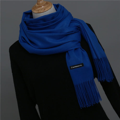 Load image into Gallery viewer, Solid Color Winter Cashmere Scarves-unisex-wanahavit-blue-wanahavit
