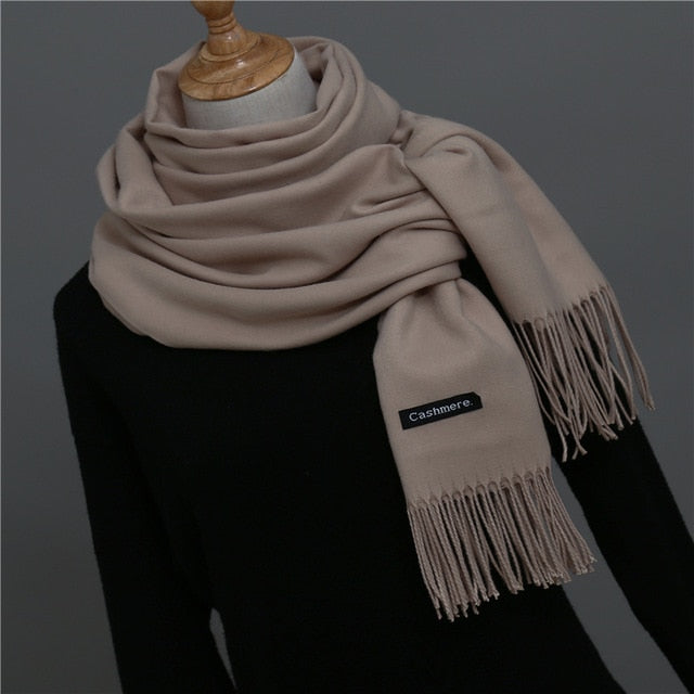 Solid Color Winter Cashmere Scarves-unisex-wanahavit-khaki 2-wanahavit