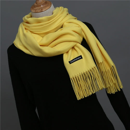 Load image into Gallery viewer, Solid Color Winter Cashmere Scarves-unisex-wanahavit-light yellow-wanahavit
