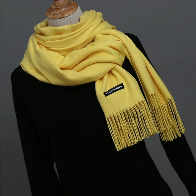 Solid Color Winter Cashmere Scarves-unisex-wanahavit-light yellow-wanahavit