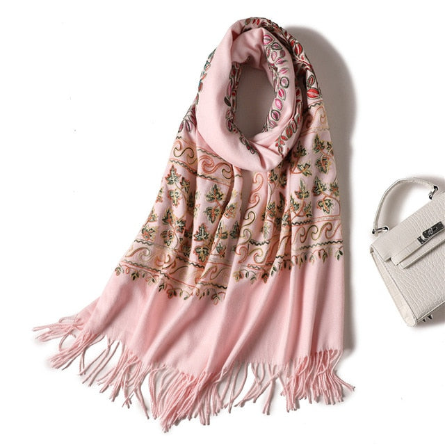 Fashion Winter Tassel Scarf Printed Bandana Shawl #2029-women-wanahavit-pink-wanahavit