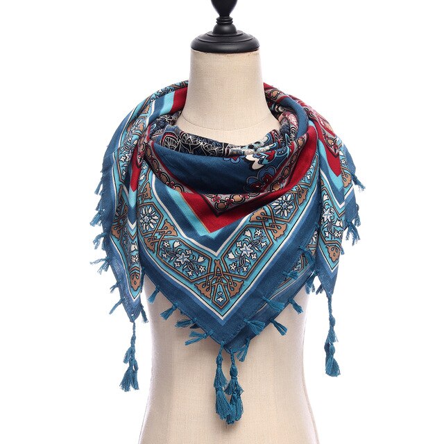 Bohemian Winter Cotton Scarf Printed Bandana Shawl #1368-unisex-wanahavit-15-blue-wanahavit