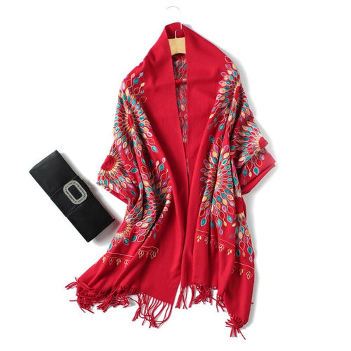 Load image into Gallery viewer, Fashion Winter Cashmere Scarf Printed Bandana Shawl #1149-women-wanahavit-red-wanahavit
