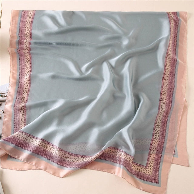 Fashion Silk Scarf Printed Bandana Shawl #FS-75-women-wanahavit-fs25 gray-wanahavit
