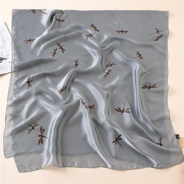 Fashion Silk Scarf Printed Bandana Shawl #FS-75-women-wanahavit-fs180 gray-wanahavit