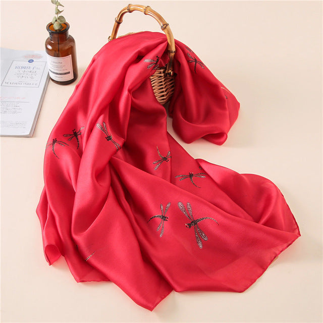 Fashion Silk Scarf Printed Bandana Shawl #FS-75-women-wanahavit-fs180 red-wanahavit
