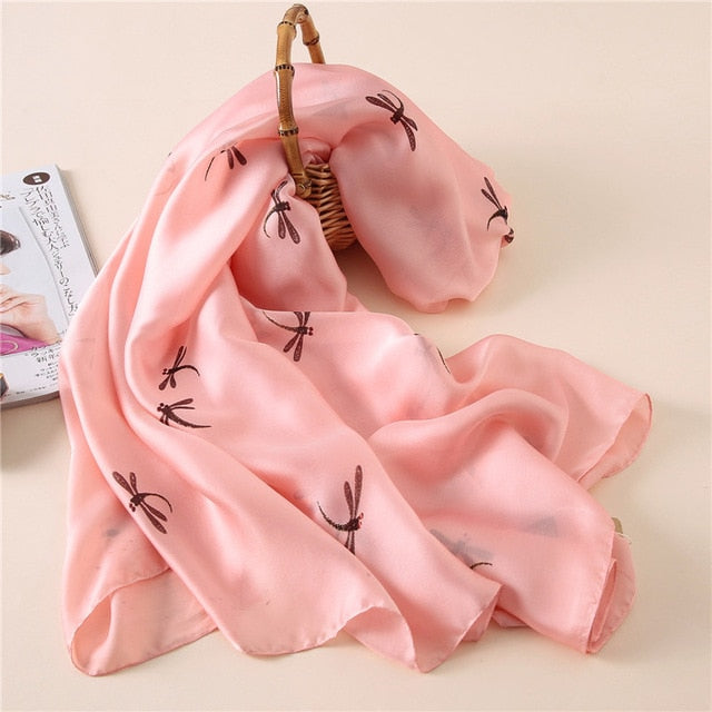 Fashion Silk Scarf Printed Bandana Shawl #FS-75-women-wanahavit-fs180 pink-wanahavit