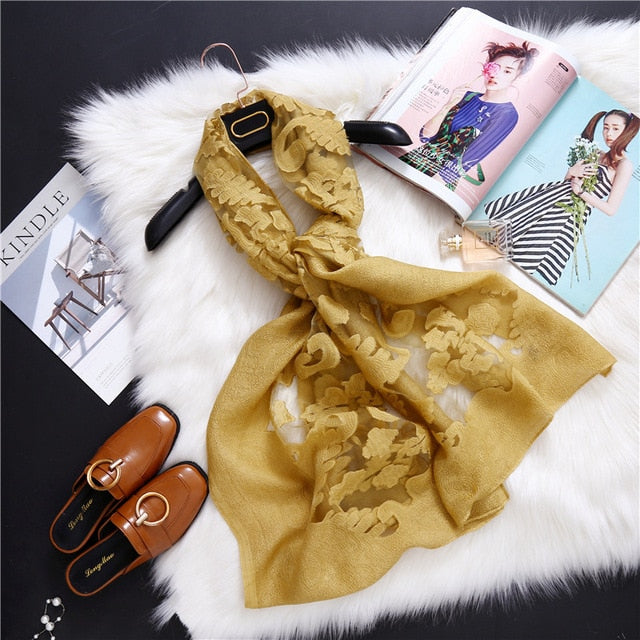 Fashion Silk Scarf Patchwork Bandana Shawl #AS-1-women-wanahavit-yellow-wanahavit