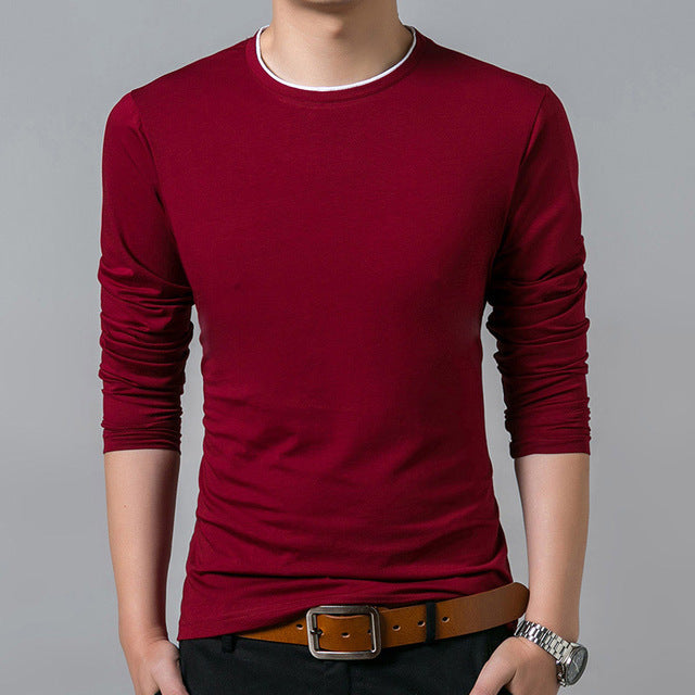 Trendy Street Style Slim Fit Solid Color Long Sleeve Shirt-men-wanahavit-Red-M-wanahavit