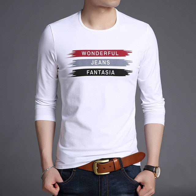 Wonderful Jeans Korean Trend Long Sleeve Shirt-men-wanahavit-White-M-wanahavit