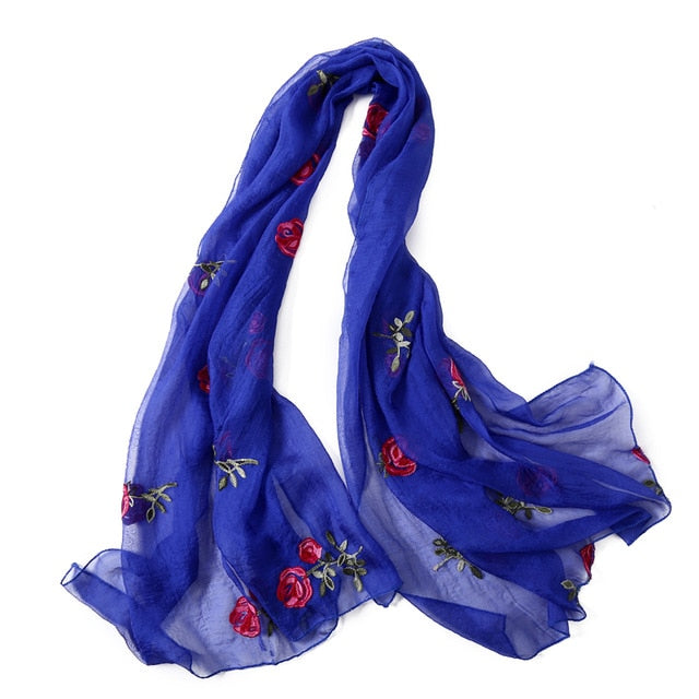 Fashion Silk Scarf Floral Printed Bandana Shawl #FS-22-women-wanahavit-10-wanahavit