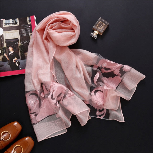 Fashion Scarf Floral Embroidery Bandana Shawl #1365-women-wanahavit-xy-wanahavit