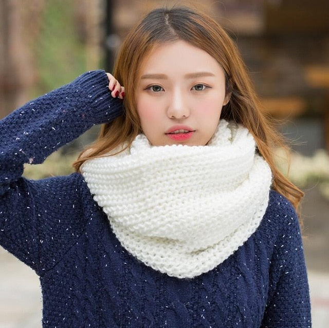 Fashion Collar Knitted Winter Scarf #FS-1-unisex-wanahavit-white-wanahavit