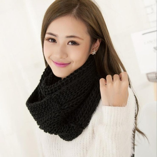 Fashion Collar Knitted Winter Scarf #FS-1-unisex-wanahavit-black-wanahavit