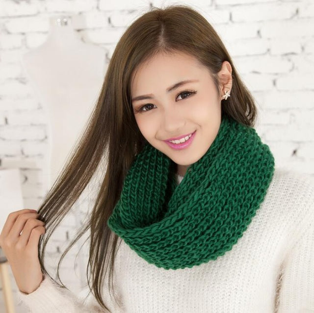 Fashion Collar Knitted Winter Scarf #FS-1-unisex-wanahavit-green-wanahavit