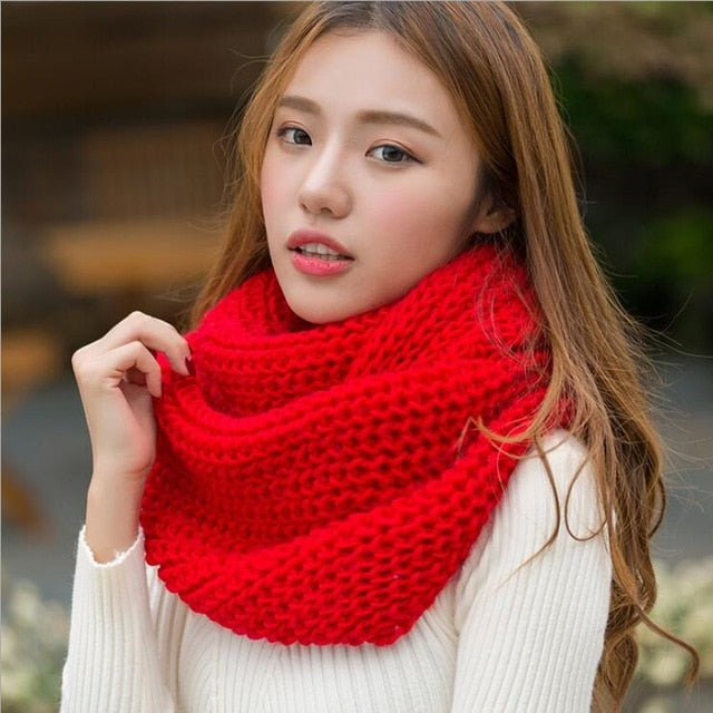 Fashion Collar Knitted Winter Scarf #FS-1-unisex-wanahavit-red-wanahavit