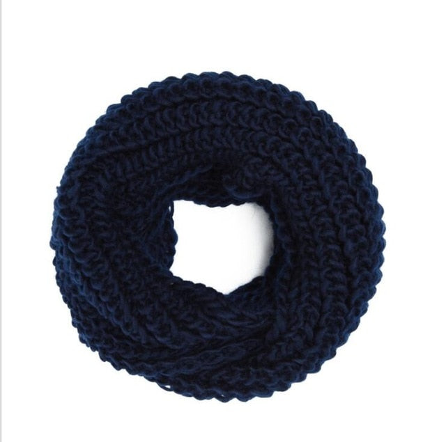 Fashion Collar Knitted Winter Scarf #FS-1-unisex-wanahavit-navy-wanahavit