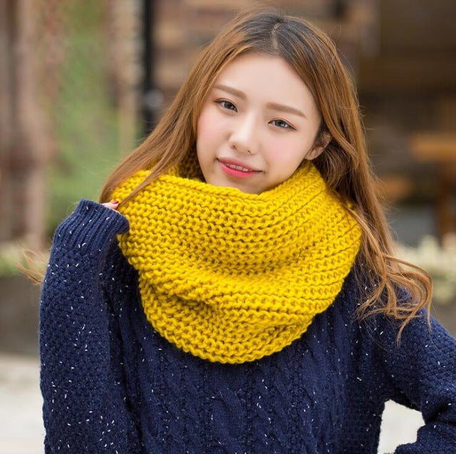 Fashion Collar Knitted Winter Scarf #FS-1-unisex-wanahavit-yellow-wanahavit