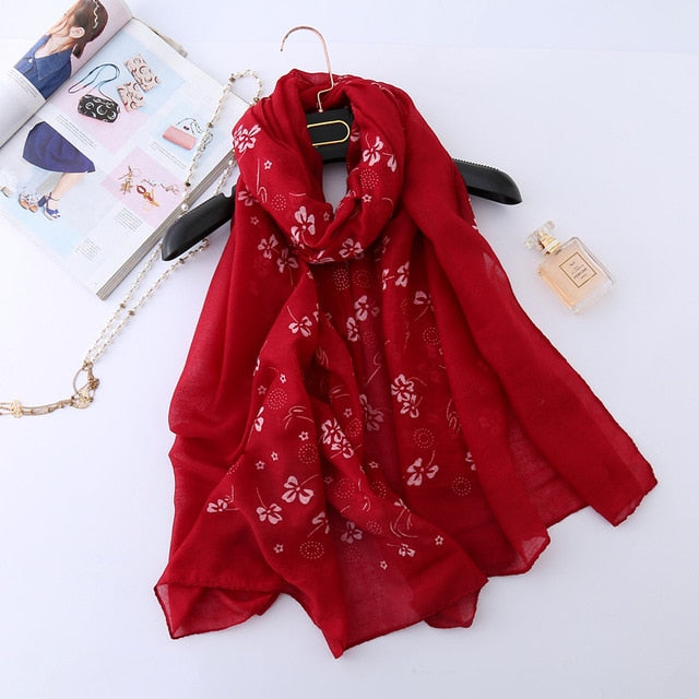 Fashion Cotton Scarf Printed Bandana Shawl #6135-women-wanahavit-A-red-wanahavit