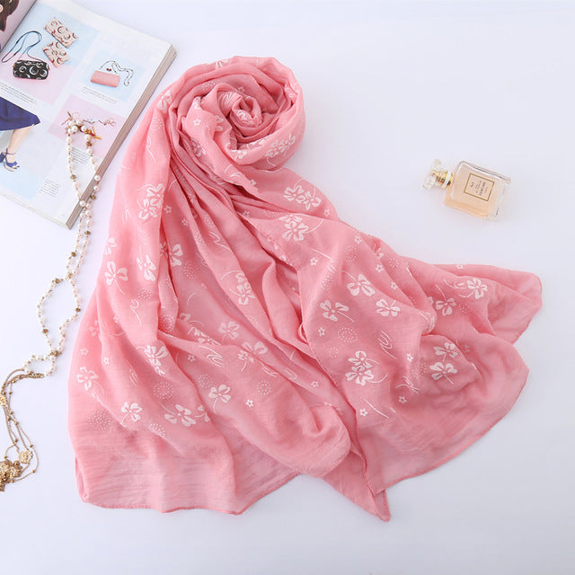 Fashion Cotton Scarf Printed Bandana Shawl #6135-women-wanahavit-A-pink 2-wanahavit