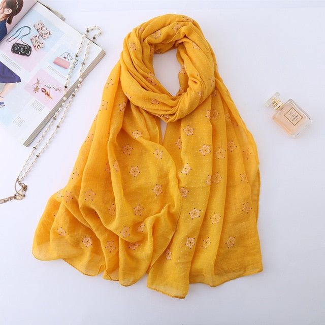Fashion Cotton Scarf Printed Bandana Shawl #6135-women-wanahavit-B-yellow-wanahavit