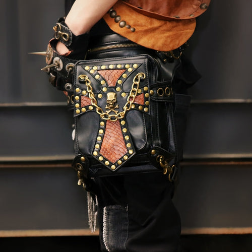 Load image into Gallery viewer, Versatile Steampunk Vintage Rivet Waist Bag-unisex-wanahavit-wanahavit
