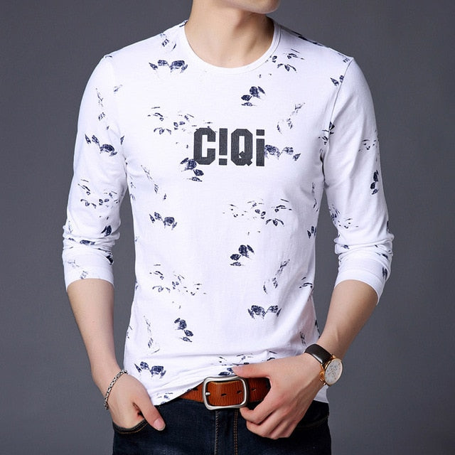 CIQI Printed Pattern Trending Long Sleeve Shirt-men-wanahavit-White-M-wanahavit