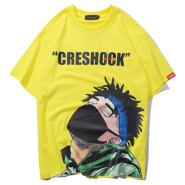 Masked High Gangster Printed Hip Hop Streetwear Loose Tees-unisex-wanahavit-Yellow-Asian M-wanahavit