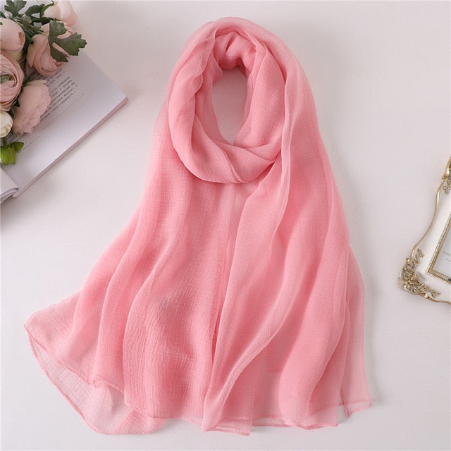 Fashion Silk Scarf Printed Bandana Shawl #2319-women-wanahavit-pink-wanahavit