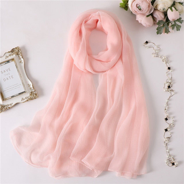 Fashion Silk Scarf Printed Bandana Shawl #2319-women-wanahavit-light pink-wanahavit