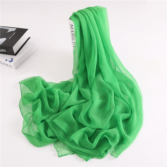 Fashion Silk Scarf Printed Bandana Shawl #2319-women-wanahavit-green-wanahavit