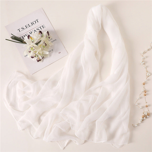 Fashion Silk Scarf Printed Bandana Shawl #2319-women-wanahavit-white-wanahavit