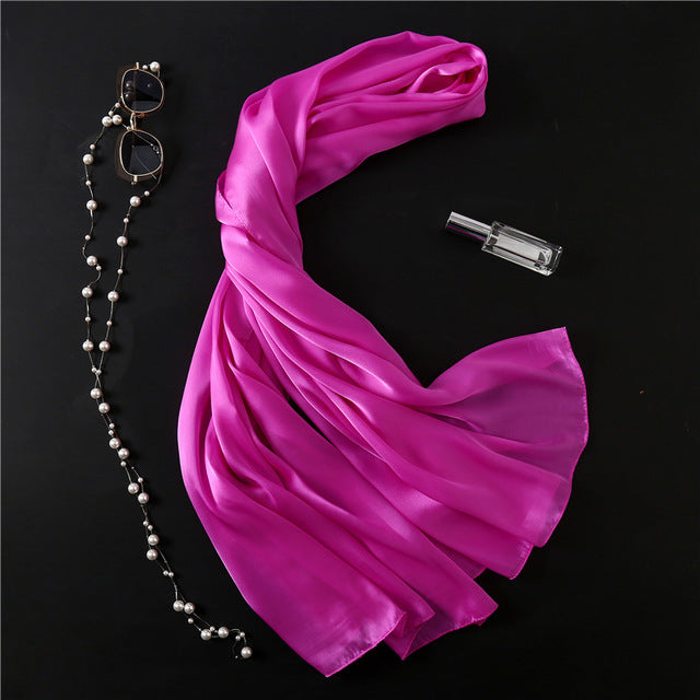 Fashion Silk Scarf Solid Color Bandana Shawl #FS-1-women-wanahavit-rose-wanahavit