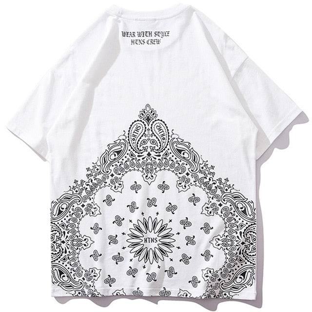Circular Mandala Printed Hip Hop Streetwear Loose Tees-unisex-wanahavit-White-Asian M-wanahavit
