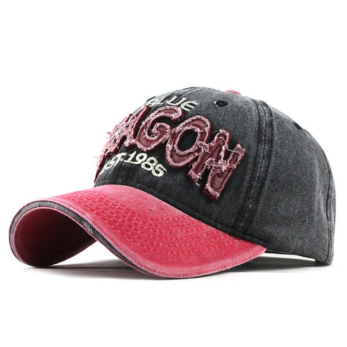 Load image into Gallery viewer, Blue Dragon Est 1985 Embroidered Patch Baseball Cap-unisex-wanahavit-F320 Rose Red Black-wanahavit
