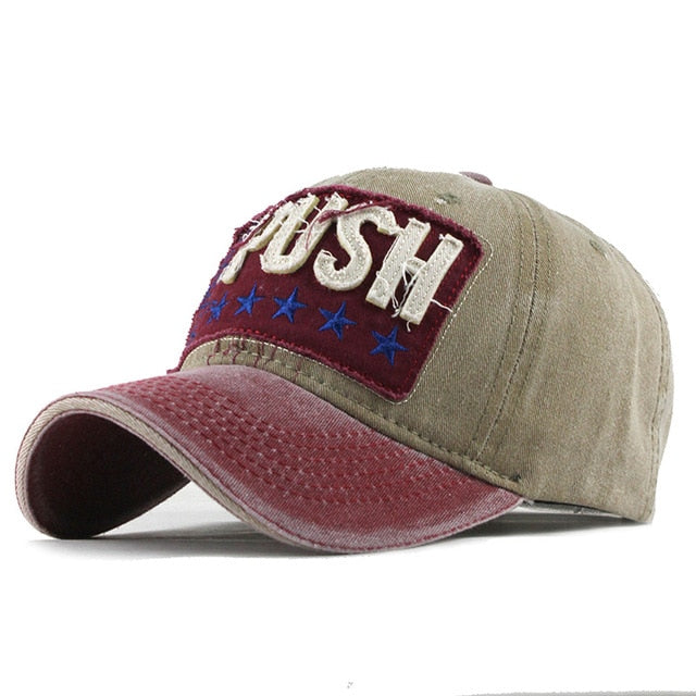 5 Star Push Embroidered Baseball Cap-unisex-wanahavit-F321 Red Khaki-wanahavit