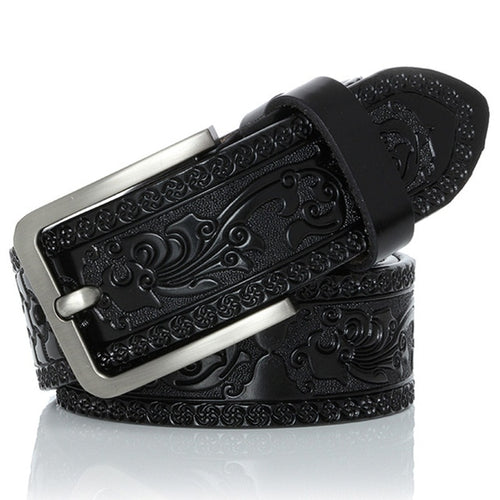 Load image into Gallery viewer, Genuine Leather Vintage Engrave Pin Buckle Belts-men-wanahavit-YH918 Black-100cm-wanahavit
