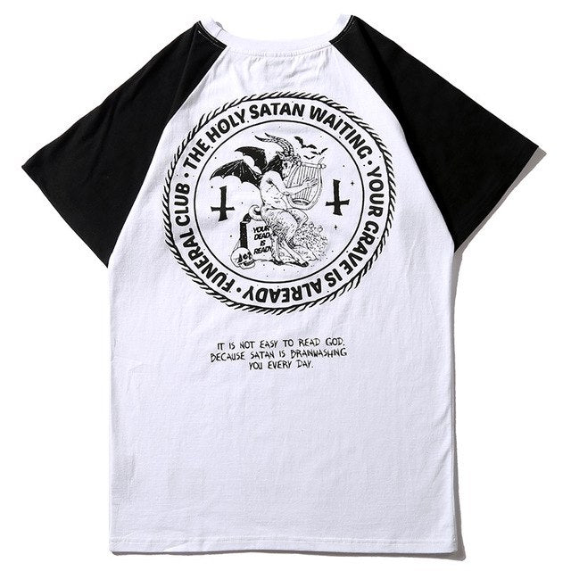 Waiting Satan Printed Hip Hop Streetwear Loose Tees-unisex-wanahavit-white-Asian M-wanahavit