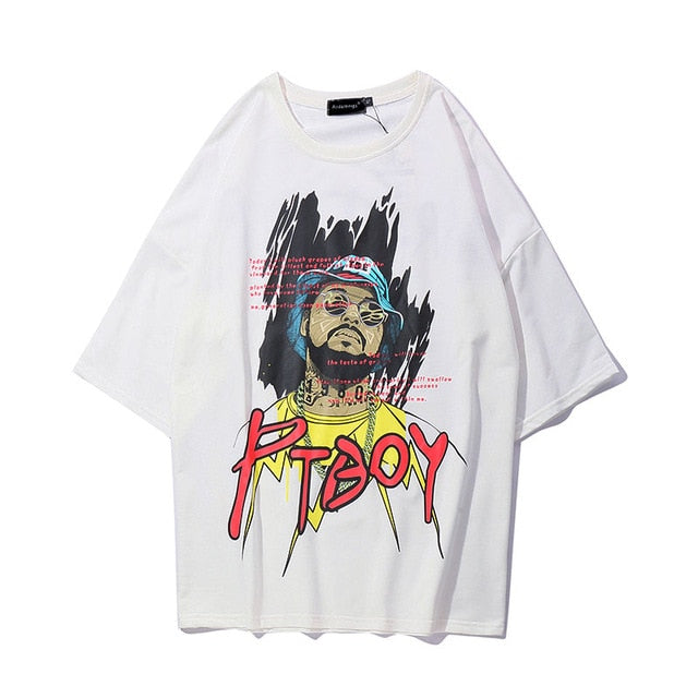 PTBoy Printed Hip Hop Streetwear Loose Tees for unisex - wanahavit